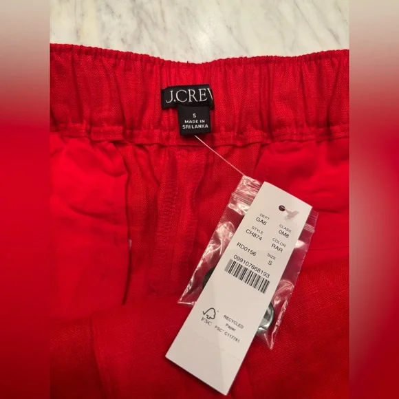 J Crew tomato red 3” inch 100% linen Harbor shorts size S NWT - Picture 5 of 6